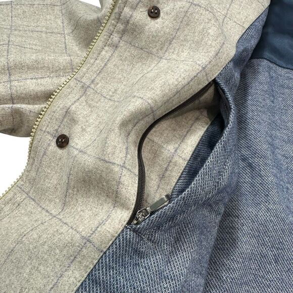 Khaki’s of Carmel Tan Window Pane Italian Wool Quilted Preppy Winter Jacket, 56/ - Picture 6 of 15